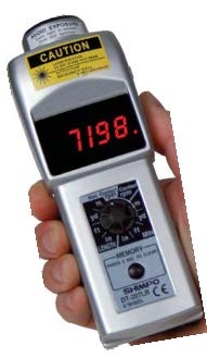 [DT-207LR] Shimpo LED Display Contact/Non-Contact Tachometer, 6" Circumference Measuring Wheel, NIST Cert Included