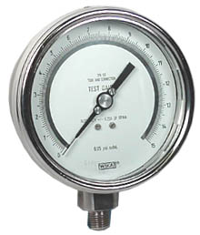 [4220021] Wika 332.54 Series Dry Precision Test Pressure Gauge, 4" Dial, 0 to 15 psi, 1/4 NPT SS Lower Mount