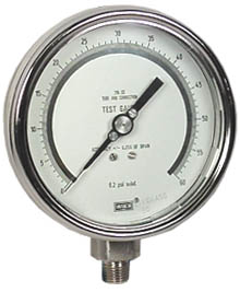 [4220048] Wika 332.54 Series Dry Precision Test Pressure Gauge, 4" Dial, 0 to 60 psi, 1/4 NPT SS Lower Mount