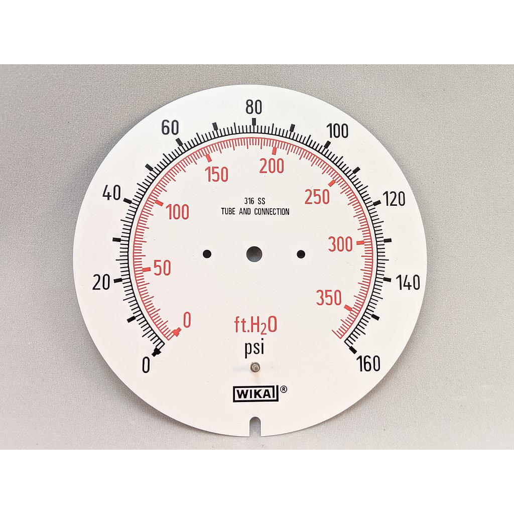 [D5200587] Wika Dial Only, 160 PSI and 370 Feet of Water for 23X.34 Gauge