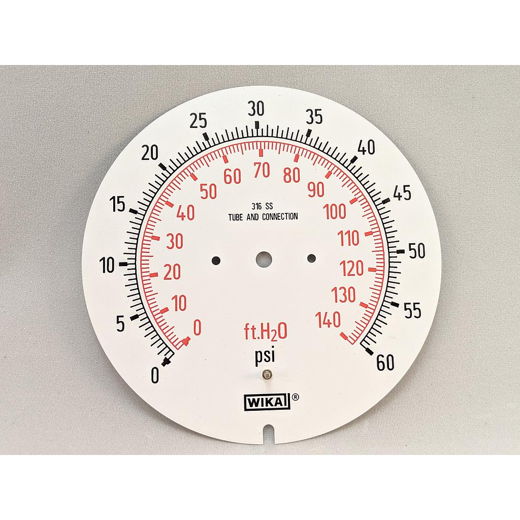 [D5200585] Wika Dial Only, 60 PSI and 140 Feet of Water for 23X.34 Gauge