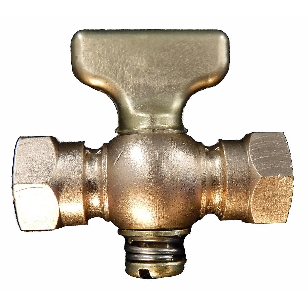 [56] BRASS GAUGE COCK 1/4"NPT FEMALE X FEMALE HEAVY DUTY T HANDLE