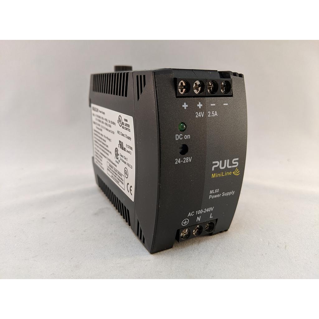[ML60.241] Puls Power Supply, 60W, 100-240VAC 1PH, 24-28VDC, 2.5-2.1A