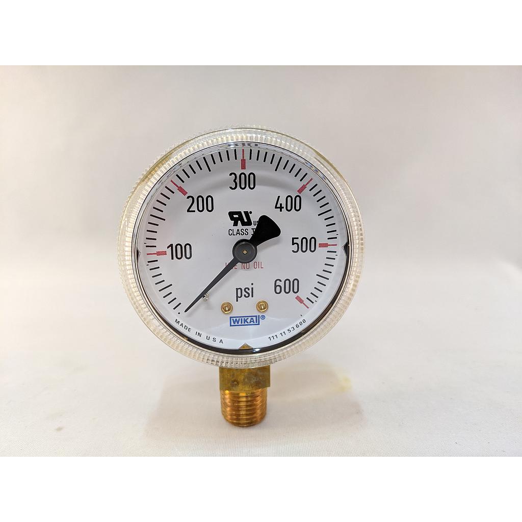 [62838-0600N20] 2" BRASS PRESSURE GAUGE 0-600PSI