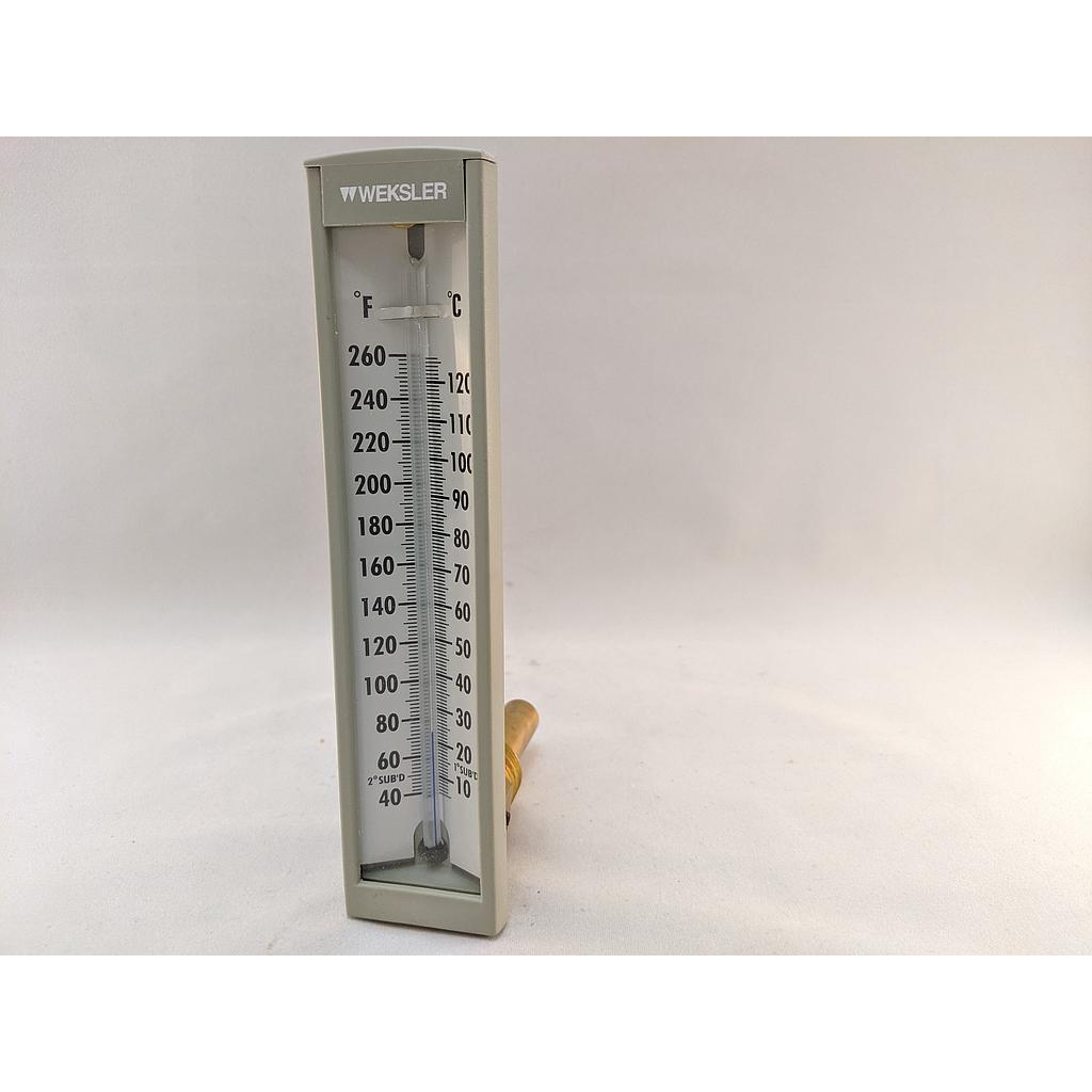 [E520R] Economy Thermometer, Back Connection, 2" Stem, 5" Scale, 40/260F&C