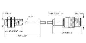 [4614686] Turck Inductive Sensor, Stainless Steel Front (BI1.5-EGT08F-AG6X-0.2-RS4.23T)