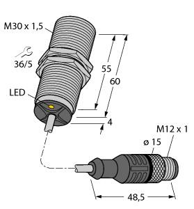 [1584064] Turck Inductive Sensor, For Use in Vehicle Board Nets (BI15-EM30-AP45XLD-0.2-RSV4T/S100)
