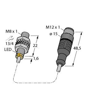 [4562094] Turck Inductive Sensor, With Increased Switching Distance (BI2-EG08K-AG41X-0.2-RS4.2T)