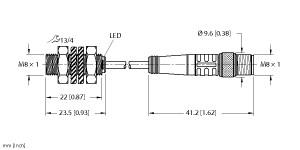 [46694071] Turck Inductive Sensor, With Increased Switching Distance (BI2-EG08K-RP6X-0.3-PSG3M)