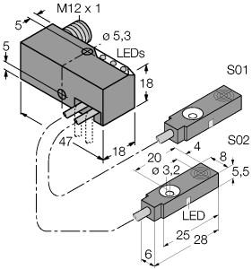 [1613006] Turck Inductive Sensor, Monitoring Kit for Power Clamps (BI2-Q5.5-0.27-BS-2AP6X3-H1141/S34)