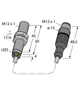 [16348291] Turck Inductive Sensor, With WeldGuard™ Coating (BI4U-MT12-AN6X-0.5-RS4T/S1589)