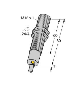 [4310424] Turck Inductive Sensor, With Increased Temperature Range (BI5-M18-AZ3X/S120 7M)