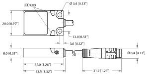 [1601698] Turck Inductive Sensor, With Increased Switching Distance (BI7-Q08-AP6X2-0.2-PSG3)