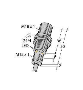 [1634911] Turck Inductive Sensor, For the Food Industry (BI8U-EM18WD-AP6X 7M)
