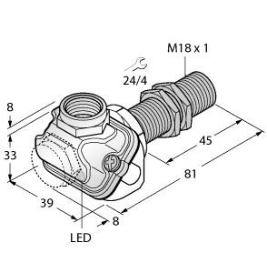 [1634762] Turck Inductive Sensor, For the Food Industry (BI8U-EM18WDTC-AP6X)