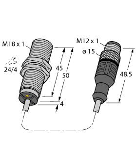 [16447331] Turck Inductive Sensor, With Extended Switching Distance (BI8U-M18-AP6X-0.3-RS4T)