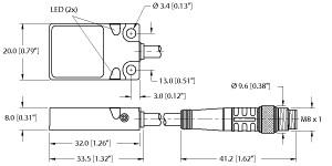 [16620060] Turck Inductive Sensor, With Weldguard® coating and Viton/Fiberglass sleeving (BI8U-Q08-AP6X2-0.5-PSG3M/S1764)
