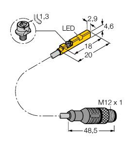 [4685845] Turck Magnetic Field Sensor, For Pneumatic Cylinders (BIM-UNR-AP6X-0.3-RS4 W/M)