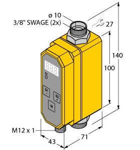 [6870679] Turck Flow Monitoring, Inline Sensor with Integrated Processor, Relay Output 24 VDC NO (FCI-D10A4P-2ARX-H1160/D201)