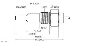 [6870324] Turck Flow Monitoring, Immersion Sensor without Integrated Processor (FCS-G1/2A4-NAEX/AL065)