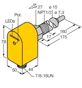 [6871092] Turck Flow Monitoring, Immersion Sensor with Integrated Processor (FCS-N1/2A4P-ARX-B1151/L160/115VAC)