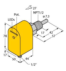 [6871037] Turck Flow Monitoring, Immersion Sensor with Integrated Processor (FCS-N1/2A4P-ARX-B3141/115VAC)