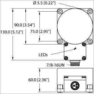 [1625894] Turck Inductive Sensor, With Extended Switching Distance (NI100U-K90SR-VP4X2-B1141)