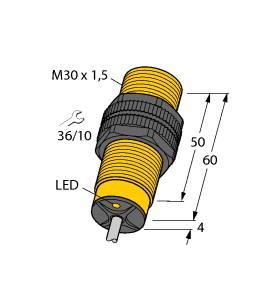 [1514107] Turck Inductive Sensor, With Increased Temperature Range (NI15-S30-VP4X/S100 7M)