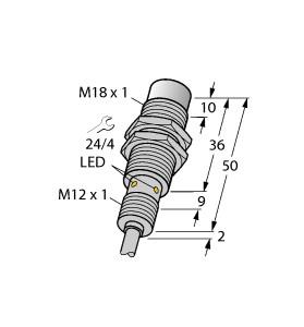 [1635314] Turck Inductive Sensor, for the food industry (NI15U-EM18WD-AP6X 7M)