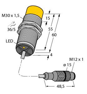 [45906051] Turck Inductive Sensor, With Increased Switching Distance (NI20-M30-VP4X-2-RS4.4T)