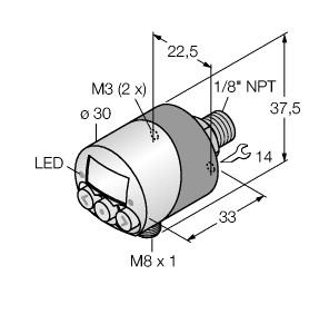 [6833012] Turck Pressure Sensor, IO-Link with 2 PNP Transistor Switching Outputs (PK010R-N14AL-2UP8X-V1141)