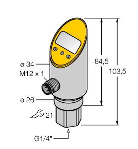 [6833308] Turck Pressure sensor, With Analog Output and PNP/NPN Transistor Switching Output, Output 2 Reprogrammable as Switching Output (PS100R-301-LI2UPN8X-H1141)