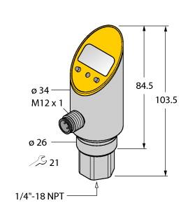 [6833345] Turck Pressure sensor, With Analog Output and PNP/NPN Transistor Switching Output, Output 2 Reprogrammable as Switching Output (PS250R-302-LI2UPN8X-H1141)