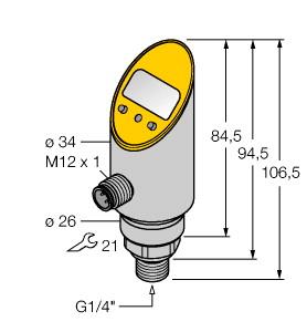 [6833447] Turck Pressure sensor, With Analog Output and PNP/NPN Transistor Switching Output, Output 2 Reprogrammable as Switching Output (PS250R-304-LI2UPN8X-H1141)
