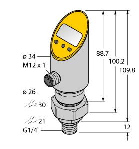 [6832684] Turck Pressure Sensor (Rotatable), 2 PNP/NPN Transistor Switching Outputs (PS250R-504-2UPN8X-H1141)