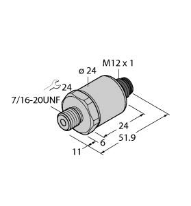 [6837488] Turck Pressure Transmitter, With Current Output (2-Wire) (PT150PSIG-1005-I2-H1143)