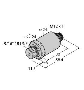 [100001191] Turck Pressure Transmitter, With Current Output (2-Wire) (PT200PSIG-2021-I2-H1143/X)
