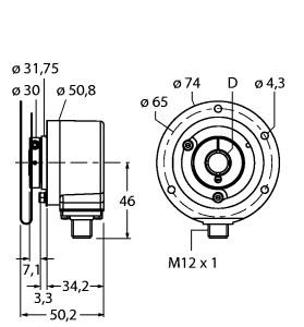 [1545627] Turck Incremental Encoder, Industrial Line (RI-12HA4E1-2B100-H1181)