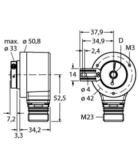 [1545514] Turck Incremental Encoder, Industrial Line (RI-12HA4T-4A1000-12M23)