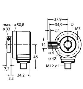 [1545988] Turck Incremental Encoder, Industrial Line (RI-12I14T-4B1024-H1181)