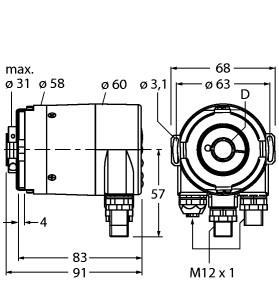 [1544445] Turck Absolute Rotary Encoder - Multiturn, Industrial Line (RM-36B12E-9A28B-R3M12)