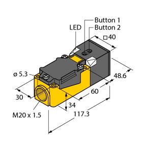 [1610054] Turck Ultrasonic Sensor, Diffuse Mode Sensor (RU200-CP40-LIU2P8X2T)