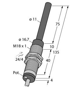 [1536600] Turck Inductive Sensor, With Analog Output (WI70-M18-LIU5)