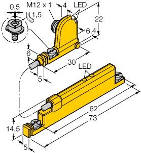 [1536623] Turck Linear Position Sensor, For Analog Monitoring of Pneumatic Cylinders (WIM45-UNTL-0.3-BIM-UNT-LUAP6X4-H1141)