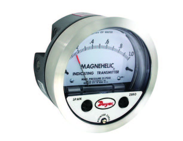 [605-2-SS] Magnehelic Differential Pressure Transmitter/Gauge, 4-20mA Output, 0-2"WC range, 304SS Bezel