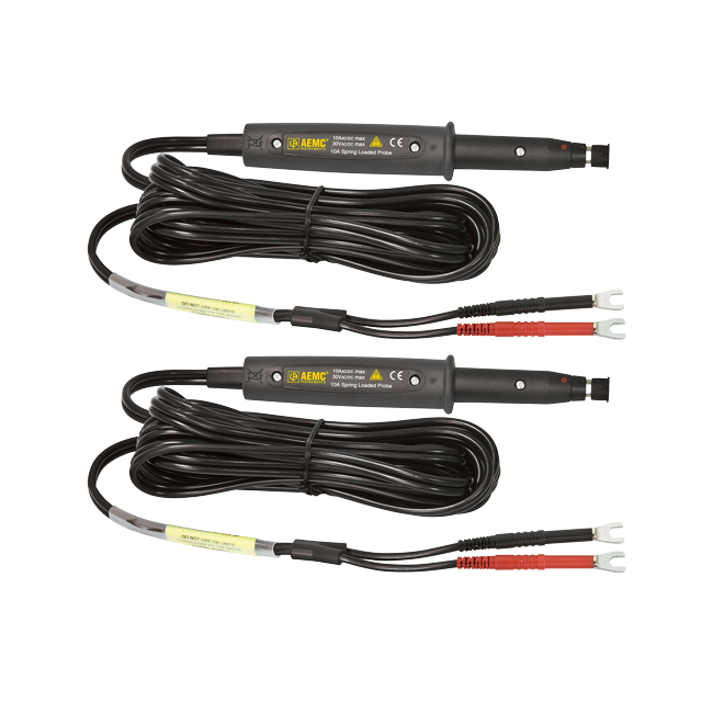 [2118.78] Set of 2, 20 ft Kelvin Probes (10A, Spring Loaded)