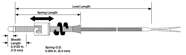 [2105-1631] | OBSOLETE | SENSOR STYLE 10 TYPE J T/C, 6" SPRING, STANDARD CAP, 150" FIBERGLASS LEADS W/SS OVERBRAID, SPLIT LEADS