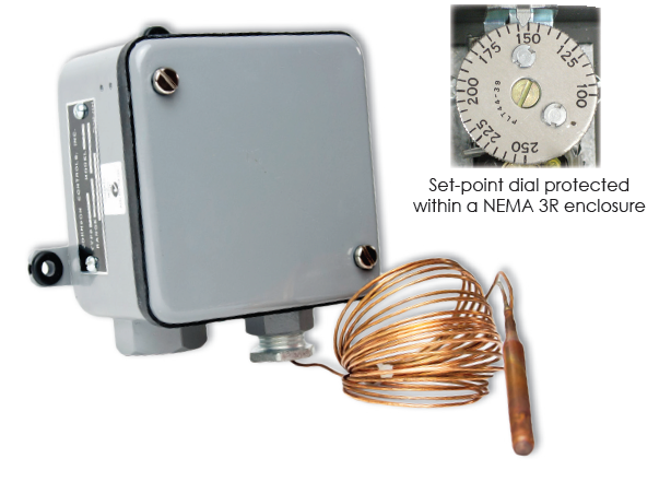 [TB250N-150] Briskheat Bulb and Capillary Controller,  120-277 VAC, 22 Amps, 0-150F