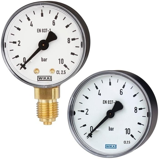 [52891367] Wika 111.11 Series Dry Compressed Gas Regulator Gauge, 2" Dial, 0 to 160 psi, 1/8 NPT Brass Center Back Mount, O2 Cleaned