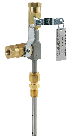 [DS-300-1 1/2-LV] STAINLESS STEEL PITOT TUBE FOR 1 1/2" PIPE, BRASS 1/8"NPT PIPING CONNECTIONS WITHOUT VALVES, 1/4"NPT COMPRESSION FITTING PROCESS CONNECTION